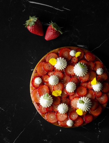 Tarte aux fraises et basilic