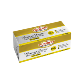 Beurre doux d'incorporation coloré 82%MG - 1kg - Président Professionnel
