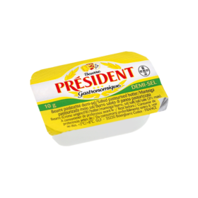 Beurre gastronomique individuel demi-sel - 10g - Microbeurrier - Président Professionnel