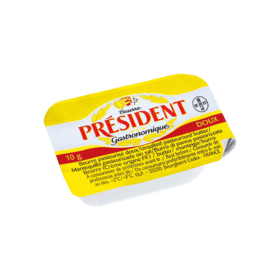 Beurre gastronomique individuel doux - 10g - Microbeurrier - Président Professionnel