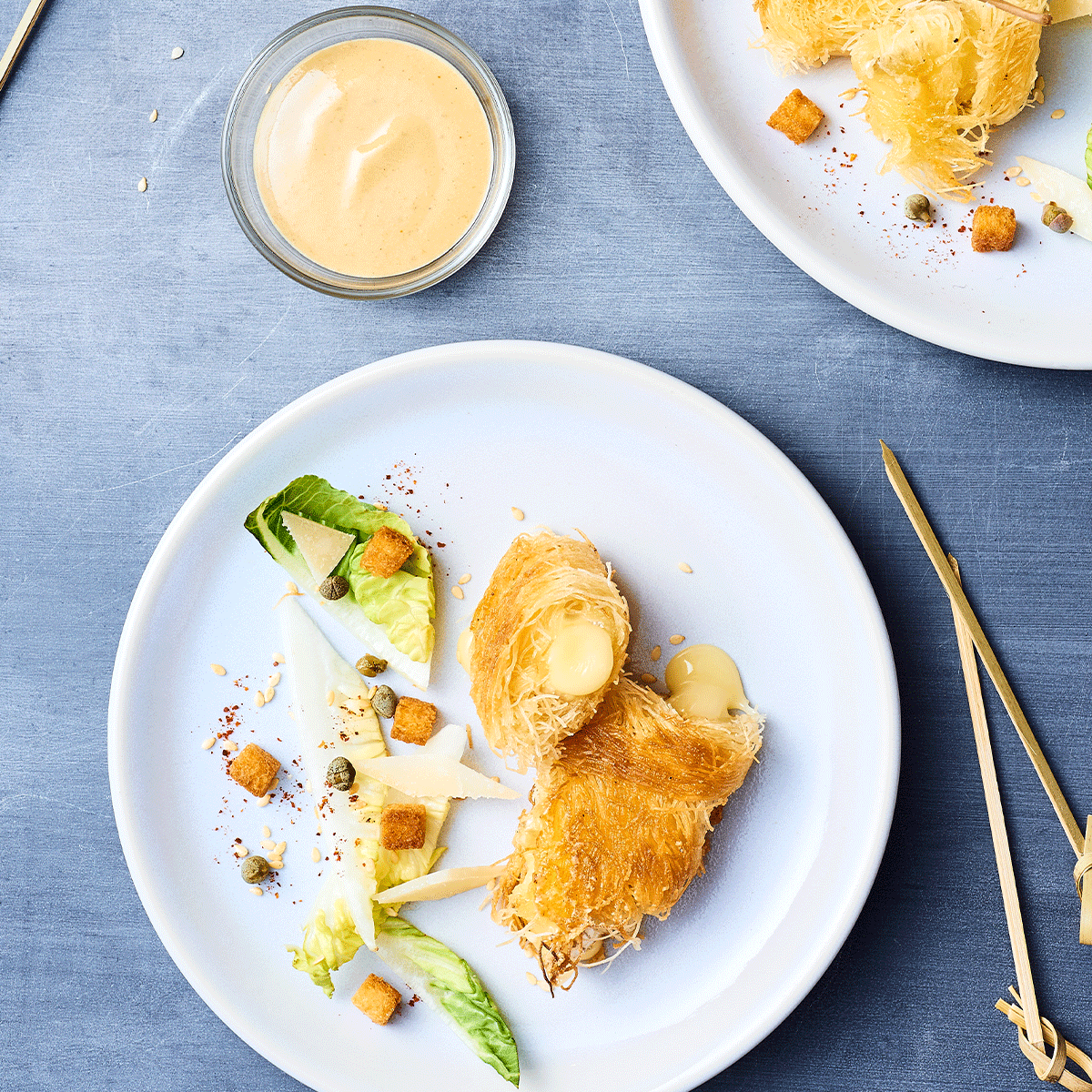 Recette - Croustillants de Brie de Meaux en Kadaïf, sauce César Karachi ...