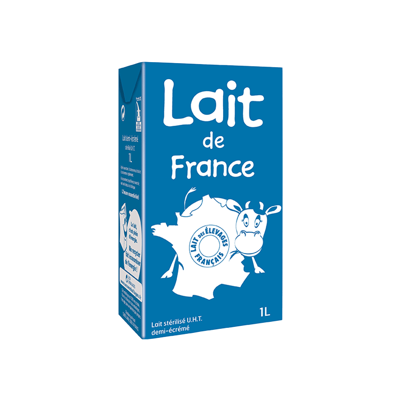 Lait DemiÉcrémé UHT Lait de France Brique 1L Lactalis Foodservice