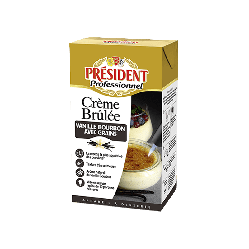 Appareil à Crème Brûlée Vanille avec grains - Brique de 1L - Président Professionnel