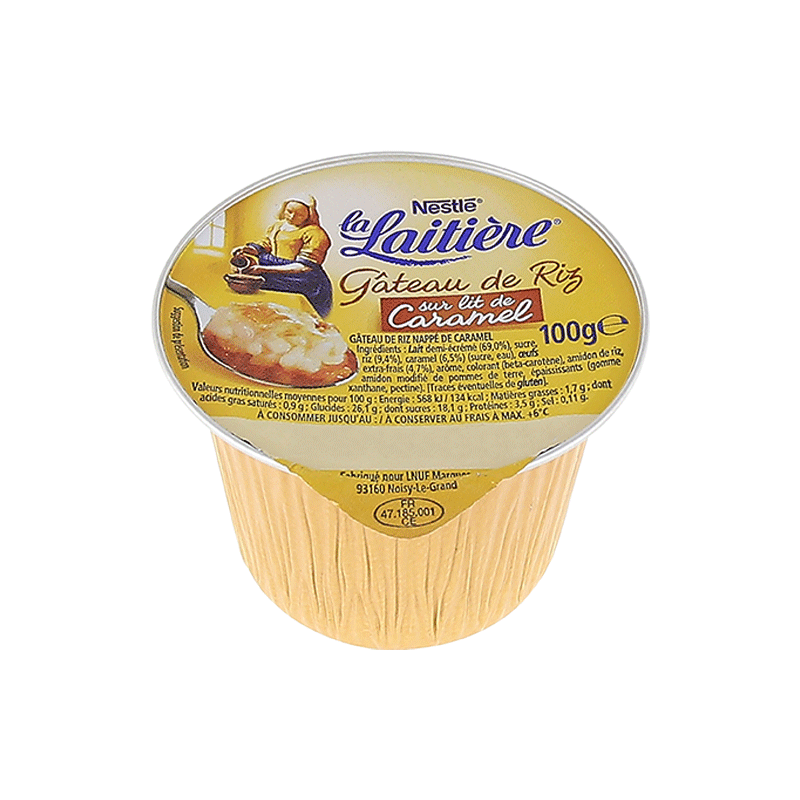 lactalisfoodservice-ultrafraisdesserts-la-laitiere-gateau-de-riz-sur-lit-de-caramel-100g-x-4-pot-a