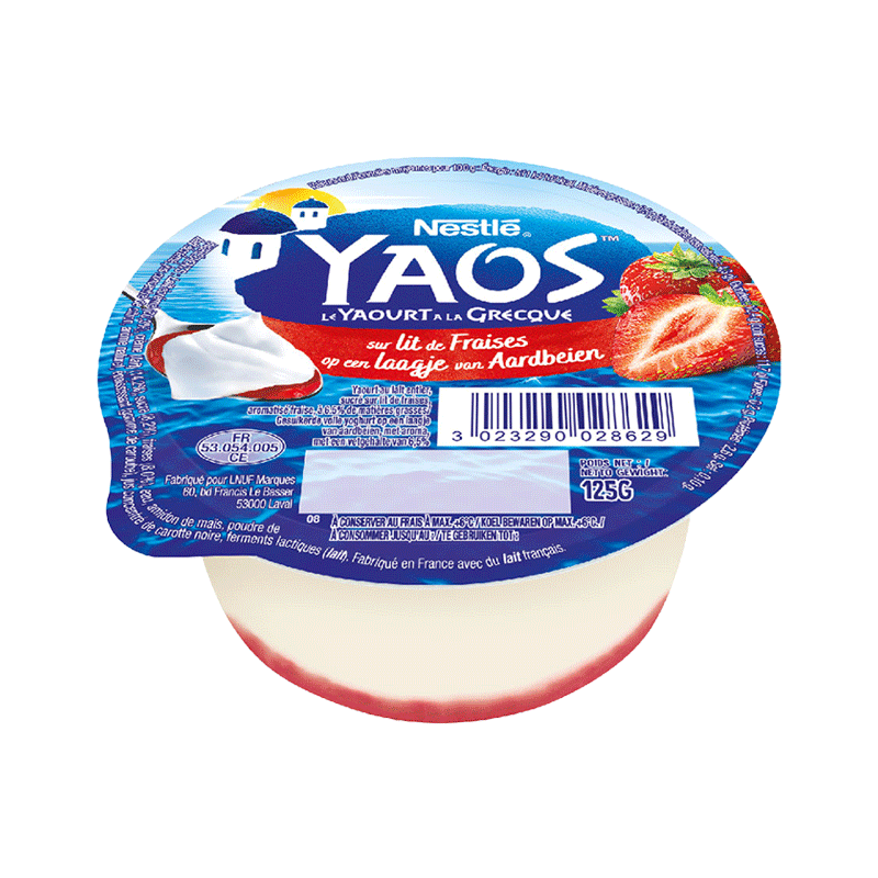 YAOS Yaourt sur lit de Fraises Pot 125gr Lactalis Foodservice