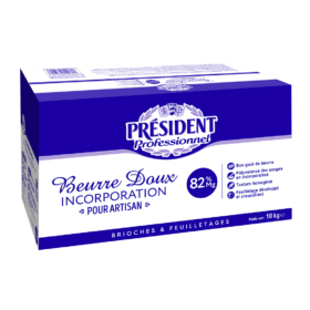 Beurre doux d'incorporation pour artisan - Motte de beurre 10kg - Président Professionnel