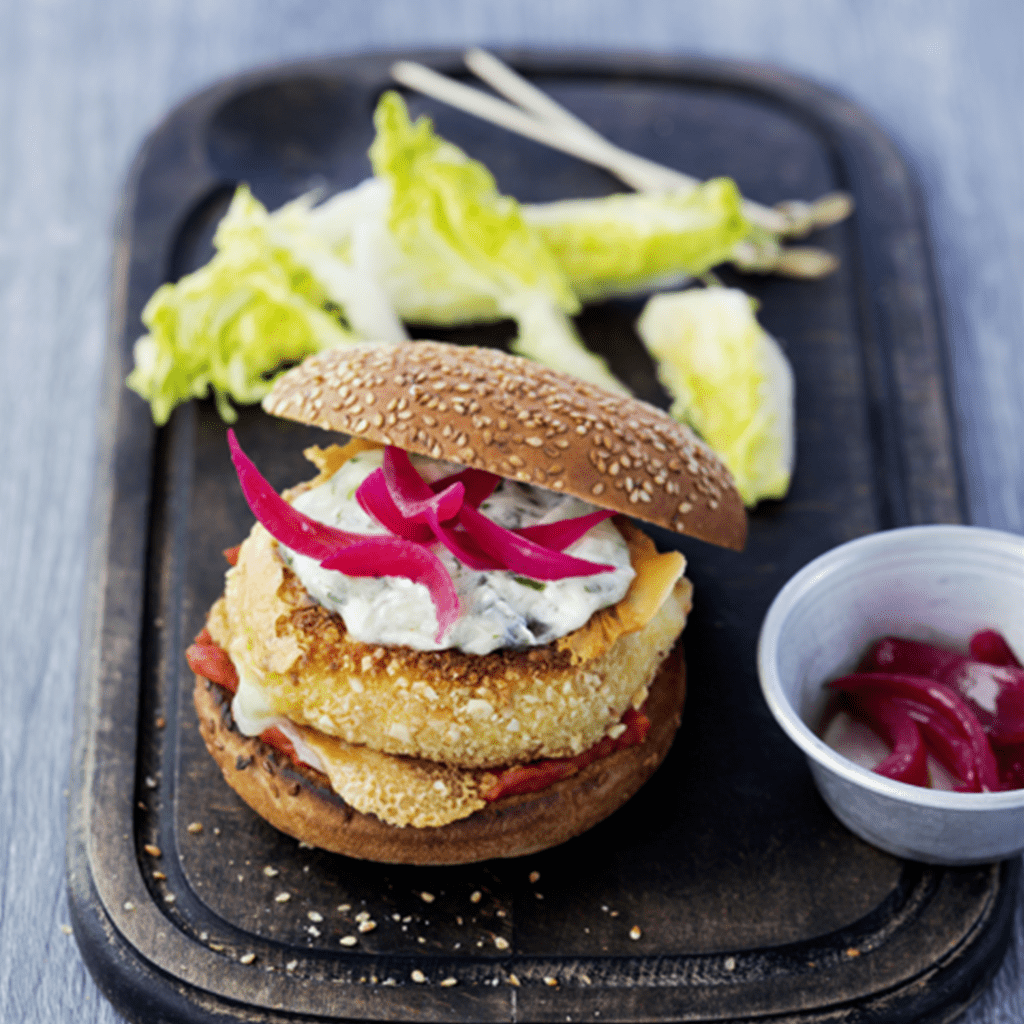 burger sur un plateau